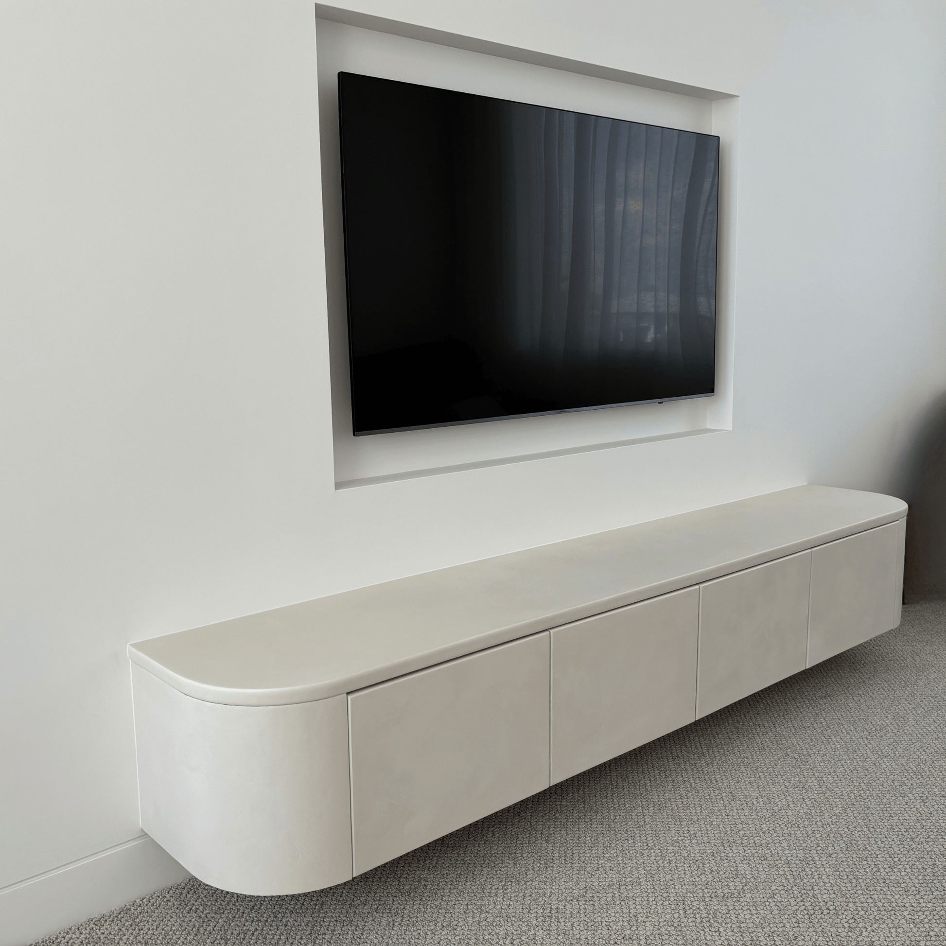 limewash entertainment unit side on