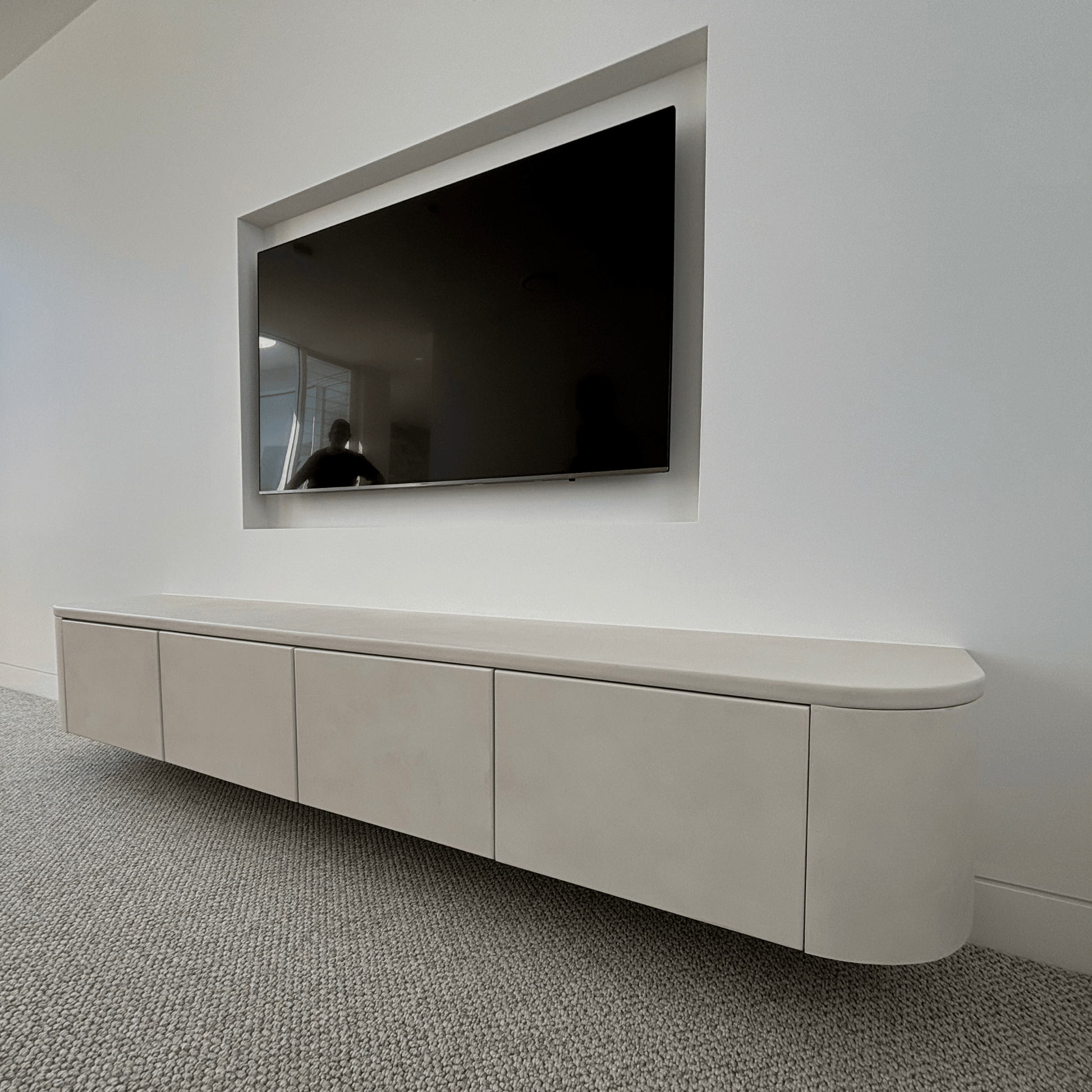 limewash entertainment unit side on 2