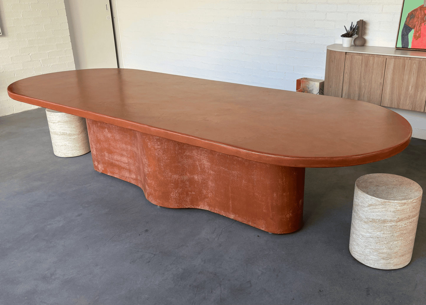 mayfield custom terracotta table with cloud base
