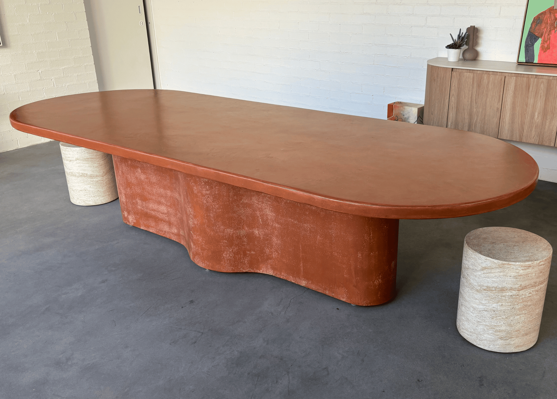 mayfield custom terracotta table with cloud base