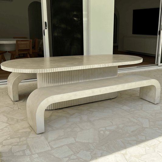sand stonewash ribbed edge dining 